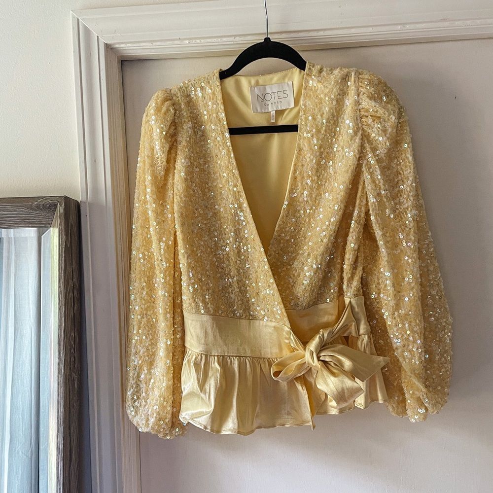 Notes du Nord Sequined Yellow Blouse